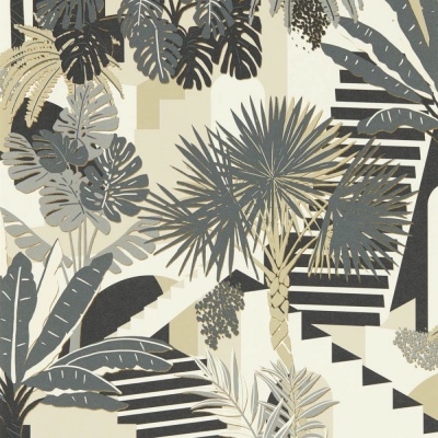 Clarke & Clarke Malindi Wallpaper in Charcoal